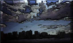 Boston Skyline 
    with Clouds - Hot Wax Coating