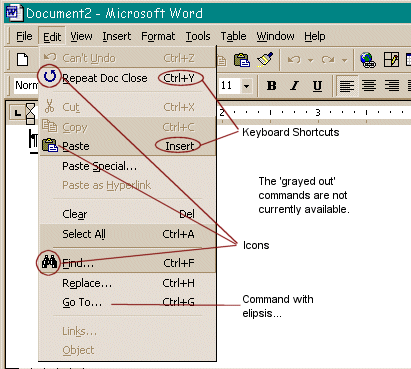 A Word 97 Menu